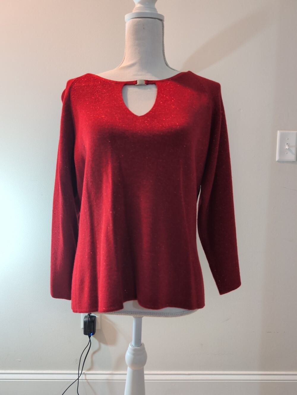 John Paul Richard Red Glitter Keyhole Top Large LS Uniform Line Vietnam Made